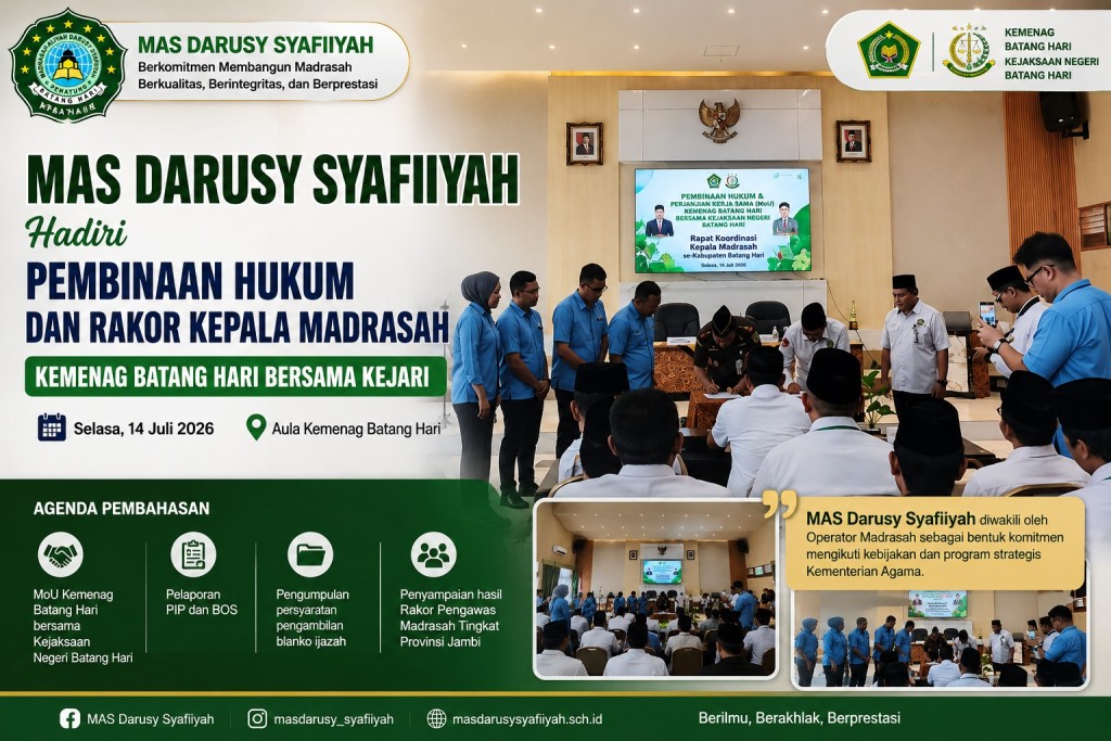 MAS Darusy Syafiiyah Hadiri Pembinaan Hukum dan Rakor Kepala Madrasah Kemenag Batang Hari Bersama Kejari