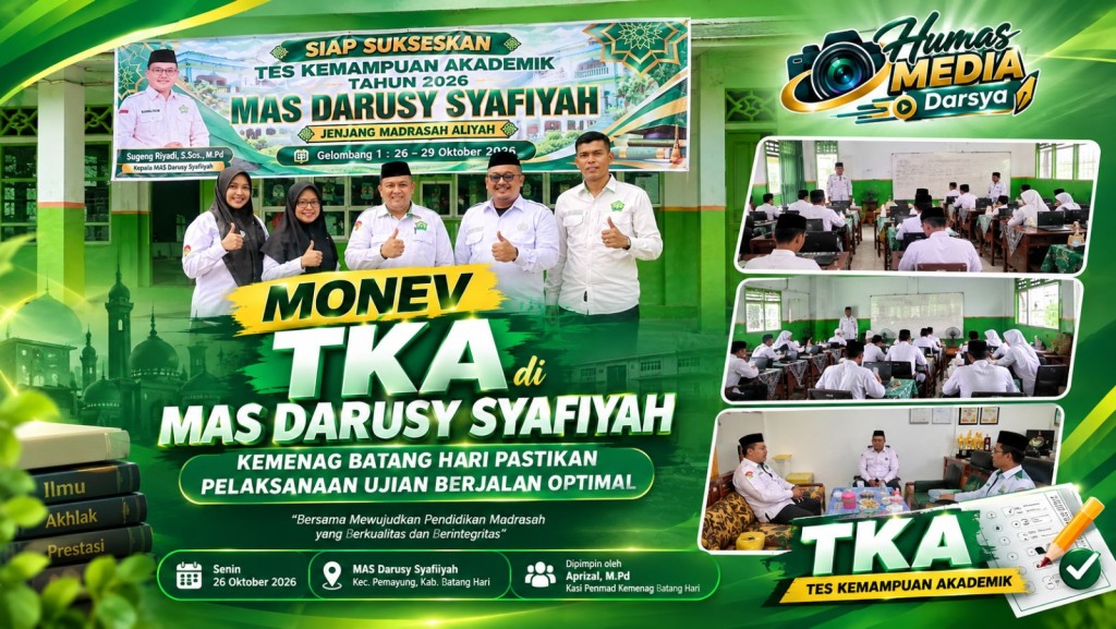 Monev TKA di MAS Darusy Syafiiyah, Kemenag Batang Hari Pastikan Pelaksanaan Ujian Berjalan Optimal